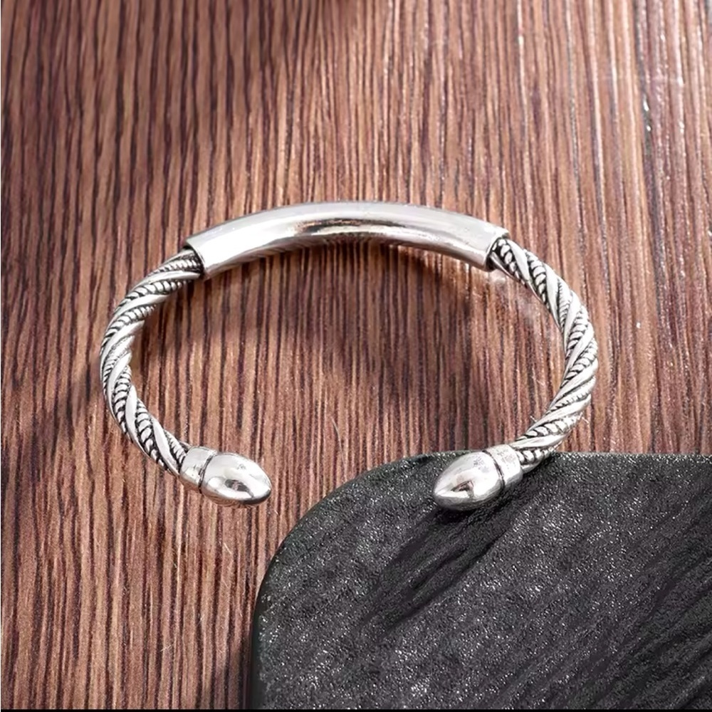 MEN’S SILVER CUFF BANGLE BRACELET - Picture 4 of 8